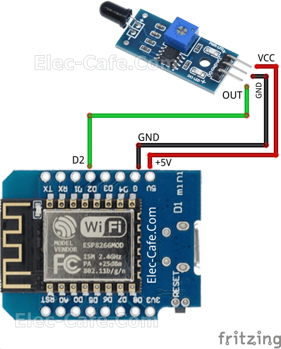 WeMos D1 Mini and Flame Detector Sensor on Home Assistant